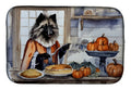 Keeshond Fall Kitchen Pumpkins Dish Drying Mat Absorbent Dish Drying Mat Pad for Kitchen Counter Dish Drainer Mat for Countertop, 14 x 21", Multicolor