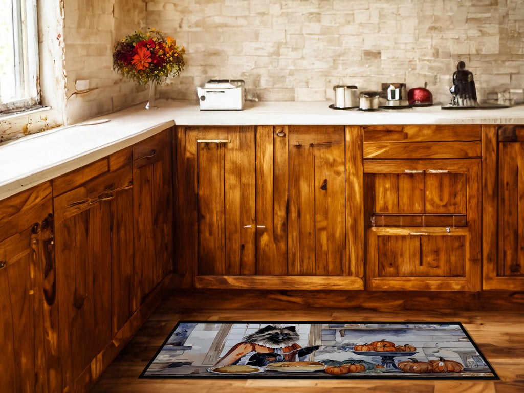Keeshond Fall Kitchen Pumpkins Runner Mat 28x58 Front Door Mat Indoor Outdoor Rugs for Entryway Hallway Foyer Non Slip Washable Wide Doormat