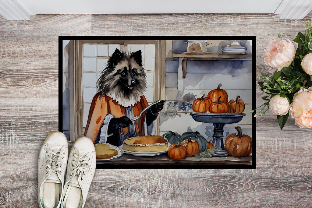 Keeshond Fall Kitchen Pumpkins Doormat Indoor Outdoor 18H X 27W Front Door Mat Rugs for Entryway, Non Slip Washable