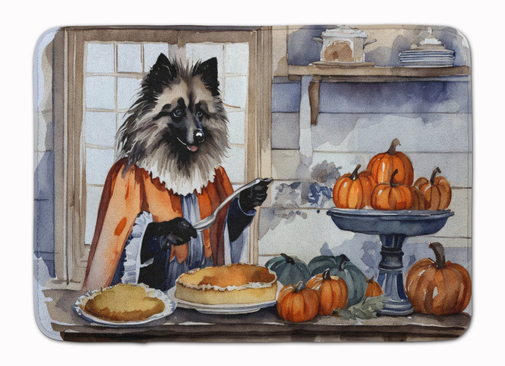 Keeshond Fall Kitchen Pumpkins Memory Foam Kitchen Mat Machine Washable Anti-Fatigue Cushion Comfort Bath or Kitchen Rug