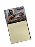 Keeshond Fall Kitchen Pumpkins Watercolor Sticky Note Holder Refillable Dispenser Desk Accessory 3x3 Pad Gift