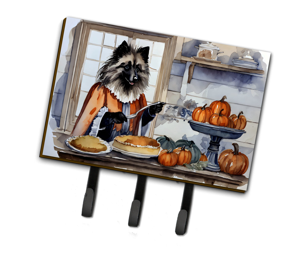 Keeshond Fall Kitchen Pumpkins Leash or Key Holder Wall Hooks, Coat Rack Wall Mount, for Hanging Keys, Towels, Aprons, Leashes