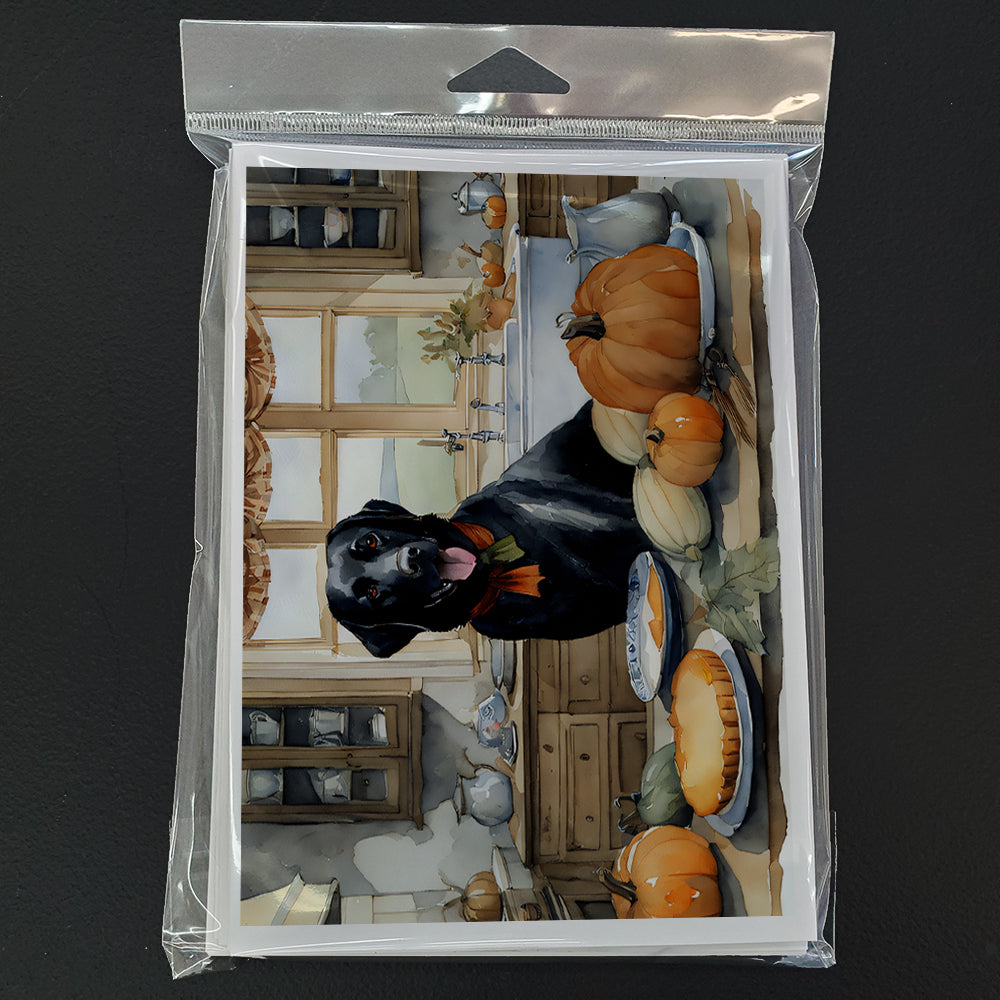 Black Lab Fall Kitchen Pumpkins Greeting Cards Pack of 8 Blank Cards with Envelopes Whimsical A7 Size 5x7