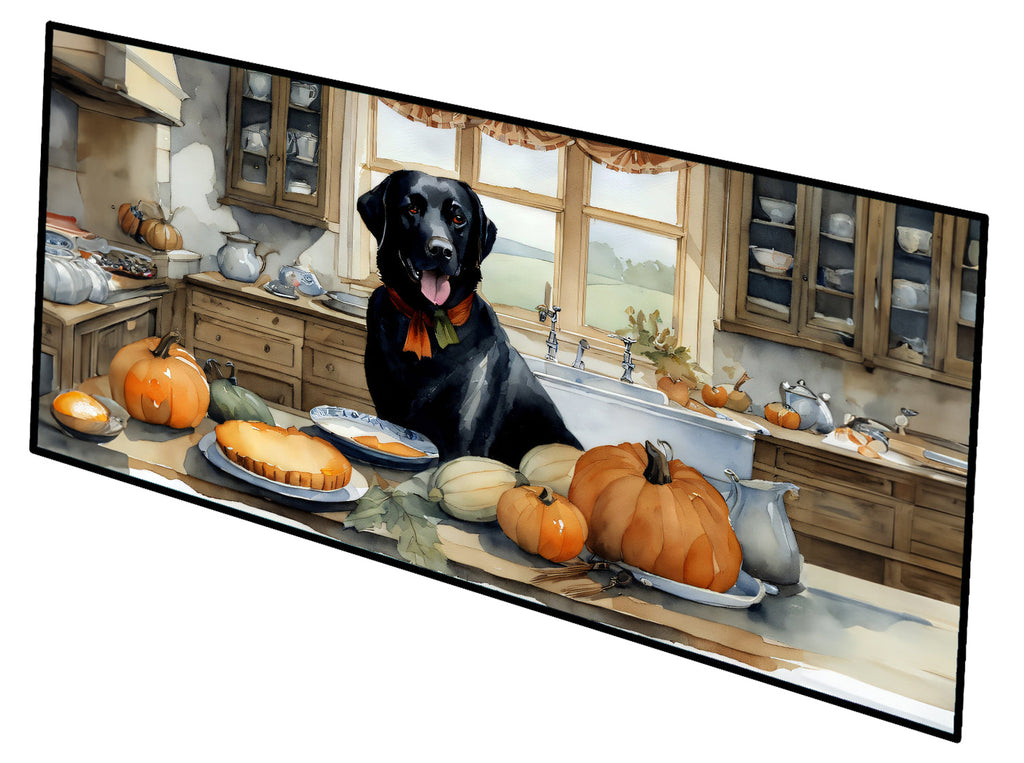 Black Lab Fall Kitchen Pumpkins Runner Mat 28x58 Front Door Mat Indoor Outdoor Rugs for Entryway Hallway Foyer Non Slip Washable Wide Doormat