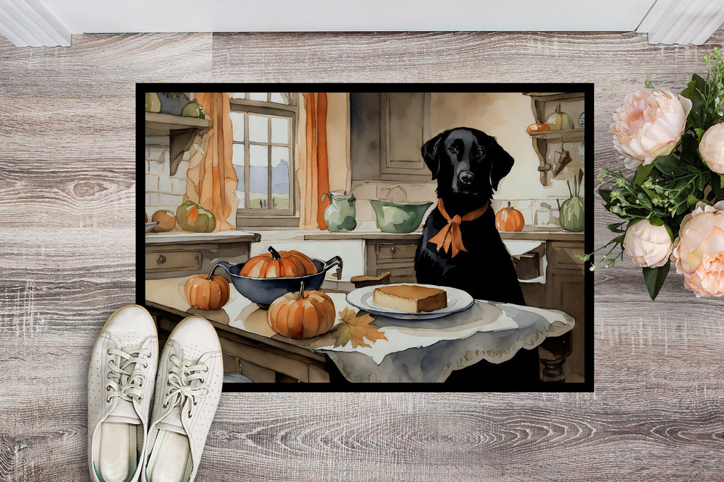 Black Lab Fall Kitchen Pumpkins Doormat Indoor Outdoor 18H X 27W Front Door Mat Rugs for Entryway, Non Slip Washable