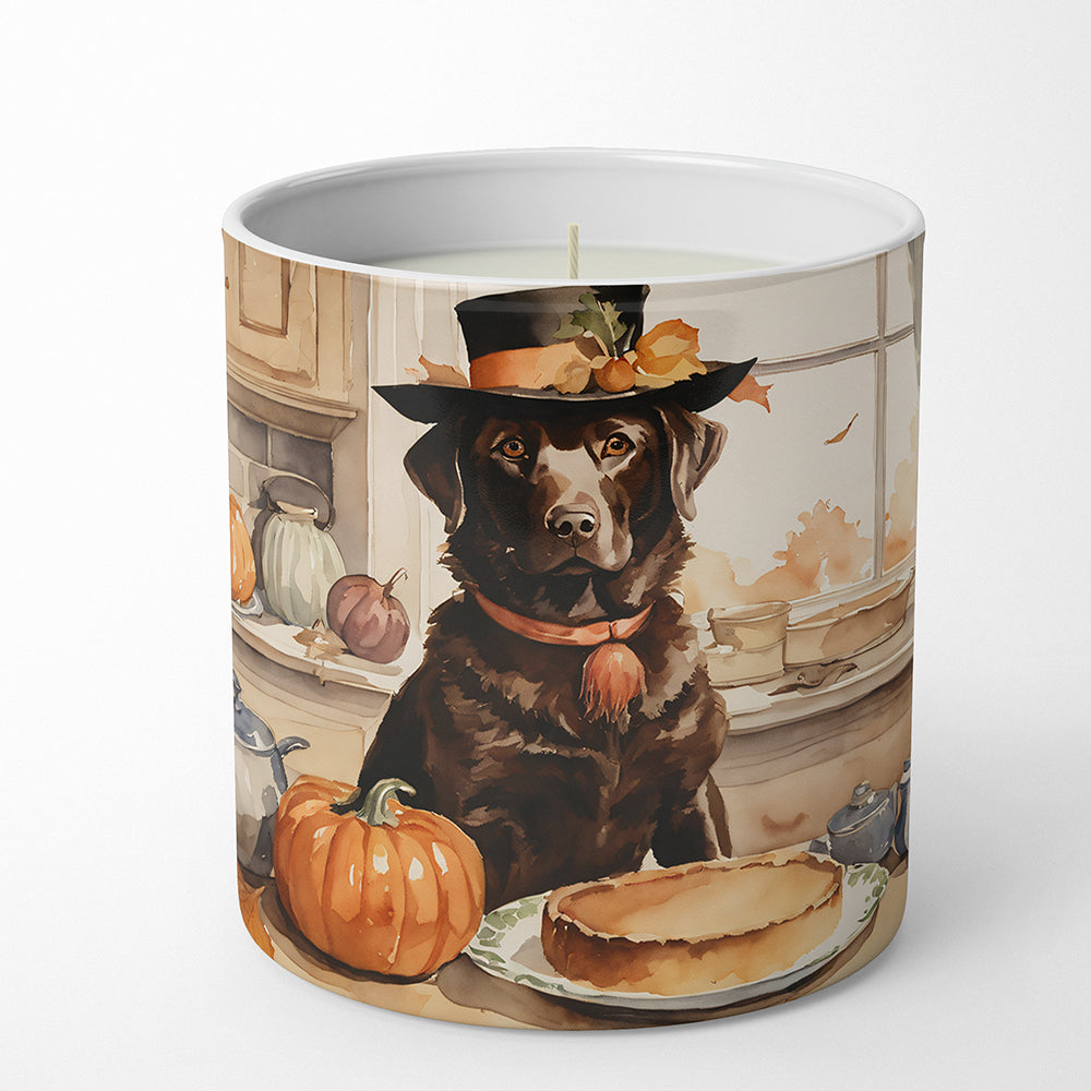 Chocolate Lab Fall Kitchen Pumpkins Decorative Soy Candle Nature Soy Wax Essential Oil Home Decor Ideal for Bedroom Kitchen Bath Office Gift, 10 oz