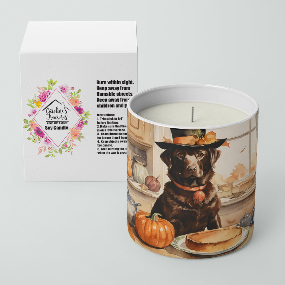 Chocolate Lab Fall Kitchen Pumpkins Decorative Soy Candle Nature Soy Wax Essential Oil Home Decor Ideal for Bedroom Kitchen Bath Office Gift, 10 oz