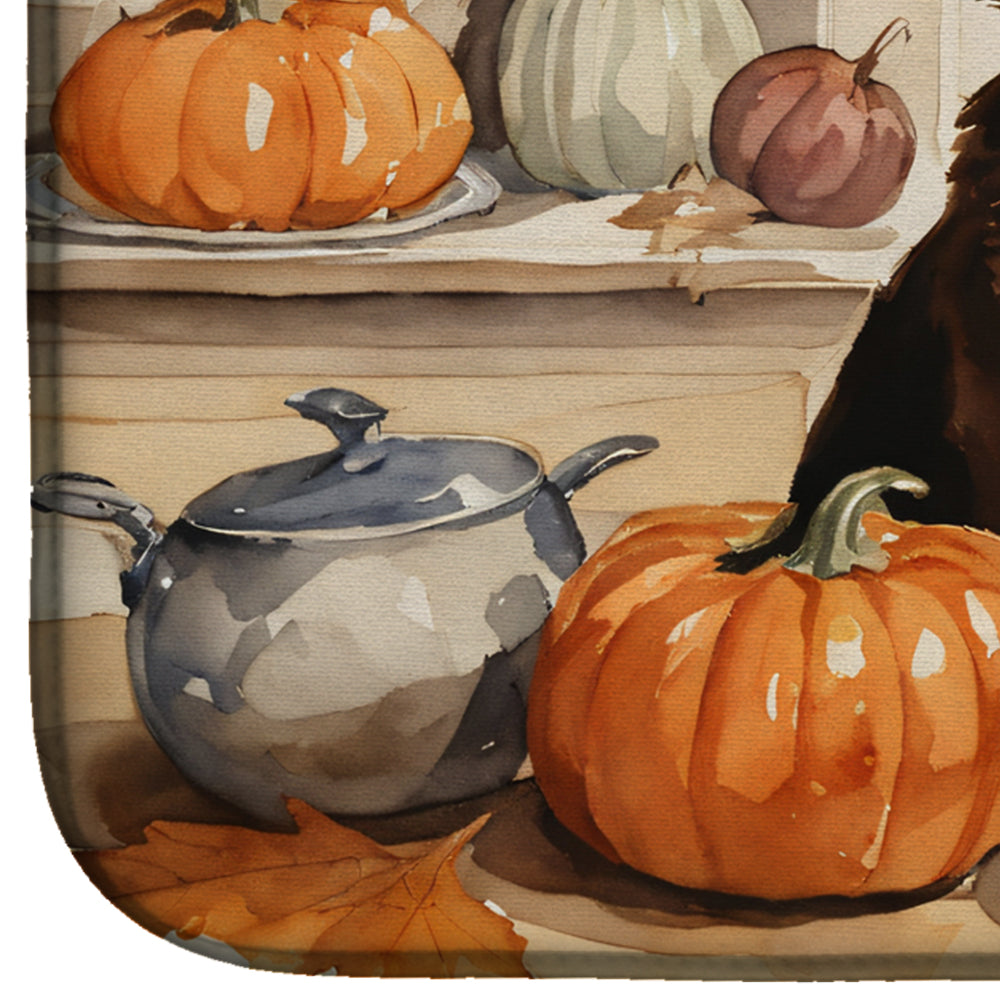 Chocolate Lab Fall Kitchen Pumpkins Dish Drying Mat Absorbent Dish Drying Mat Pad for Kitchen Counter Dish Drainer Mat for Countertop, 14 x 21", Multicolor
