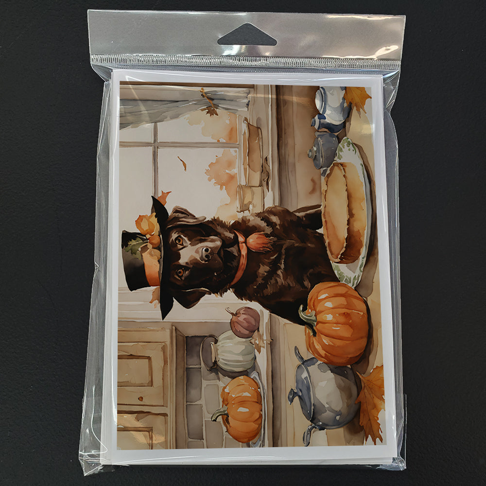 Chocolate Lab Fall Kitchen Pumpkins Greeting Cards Pack of 8 Blank Cards with Envelopes Whimsical A7 Size 5x7