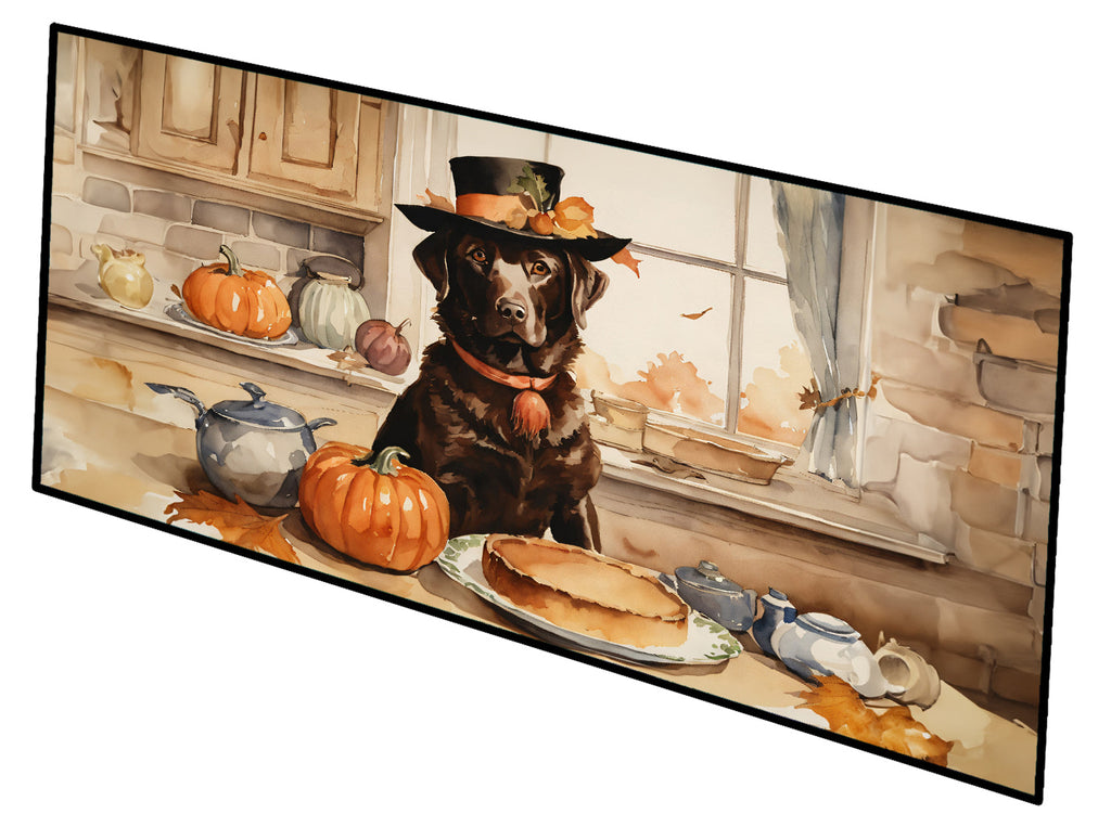 Chocolate Lab Fall Kitchen Pumpkins Runner Mat 28x58 Front Door Mat Indoor Outdoor Rugs for Entryway Hallway Foyer Non Slip Washable Wide Doormat