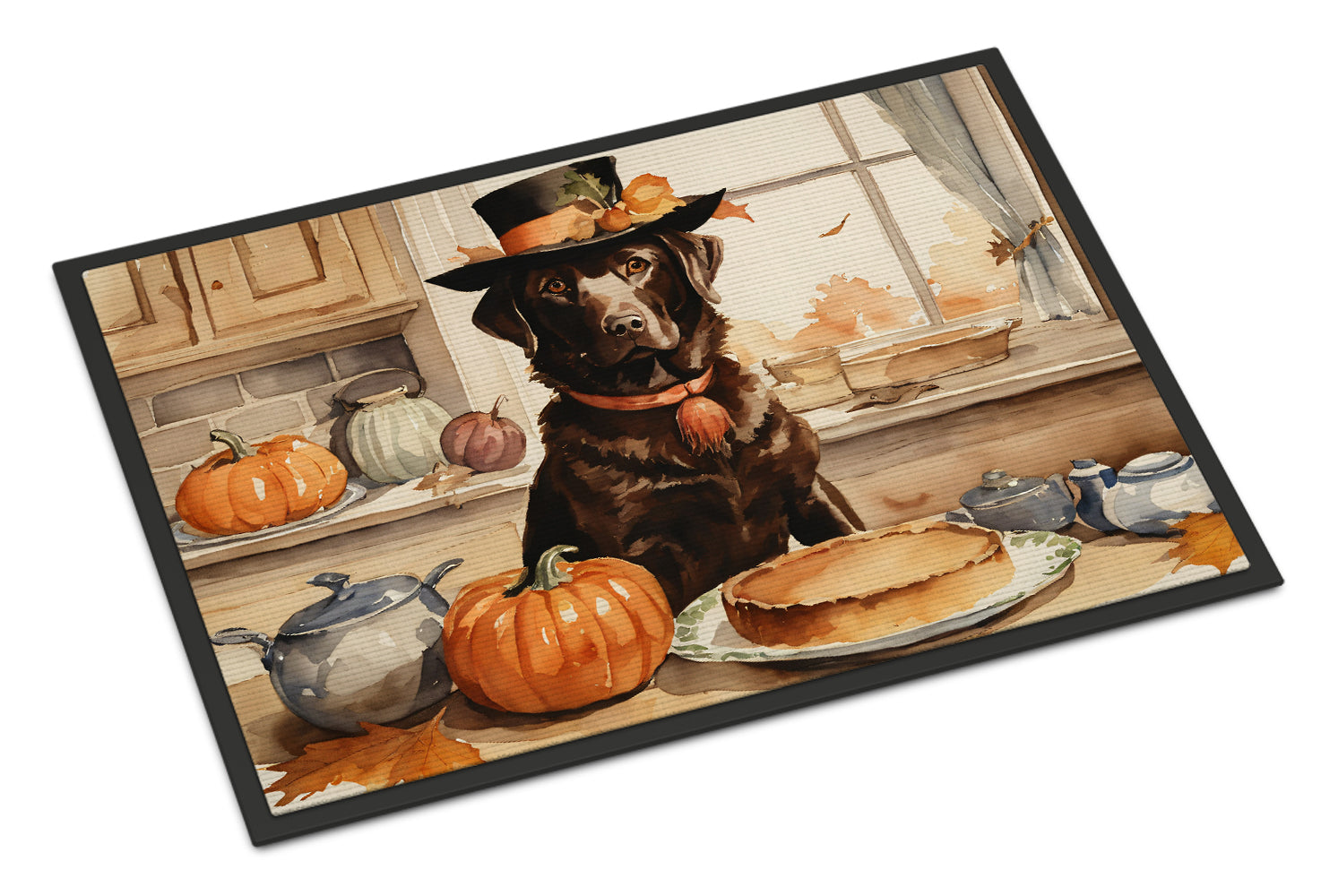 Chocolate Lab Fall Kitchen Pumpkins Doormat Indoor Outdoor 24H X 36W Front Door Mat Rugs for Entryway, Non Slip Washable Low Pile,