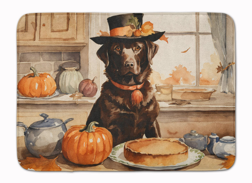 Chocolate Lab Fall Kitchen Pumpkins Memory Foam Kitchen Mat Machine Washable Anti-Fatigue Cushion Comfort Bath or Kitchen Rug