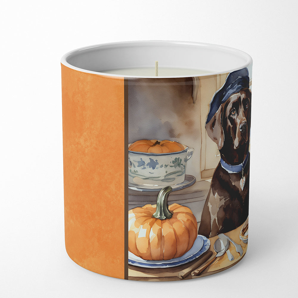 Chocolate Lab Fall Kitchen Pumpkins Decorative Soy Candle Nature Soy Wax Essential Oil Home Decor Ideal for Bedroom Kitchen Bath Office Gift, 10 oz