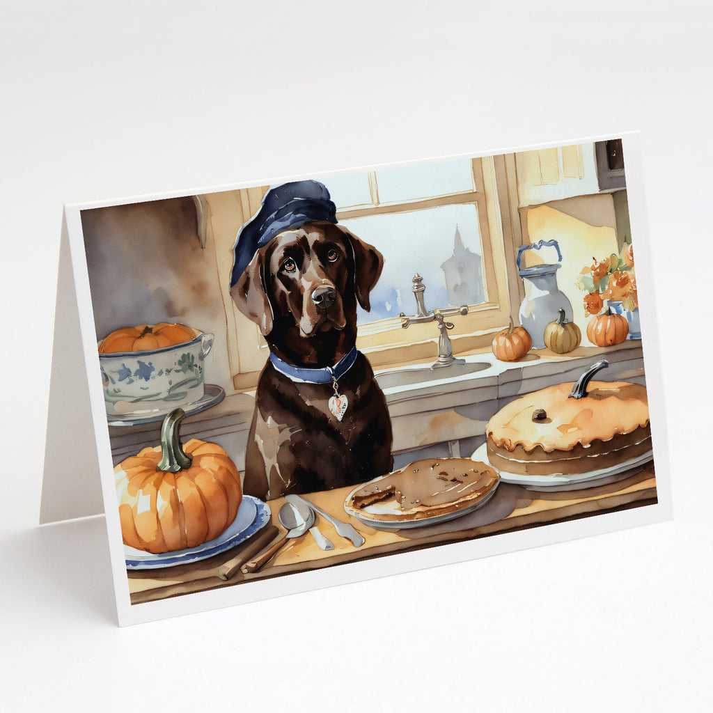 Chocolate Lab Fall Kitchen Pumpkins Greeting Cards Pack of 8 Blank Cards with Envelopes Whimsical A7 Size 5x7