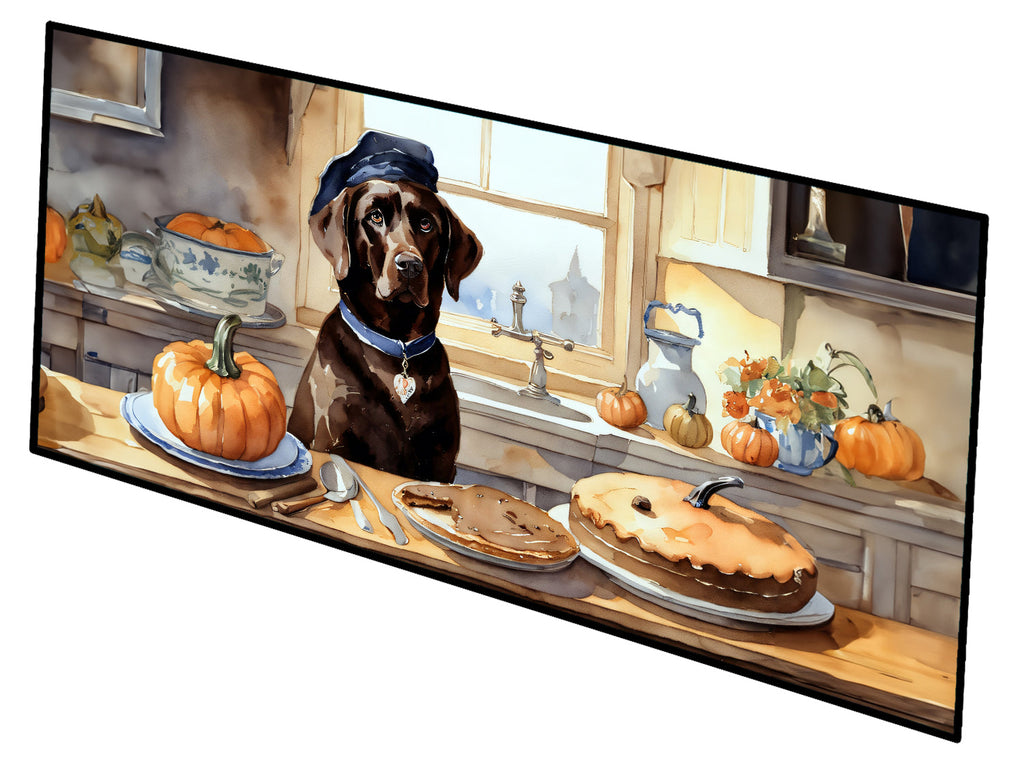 Chocolate Lab Fall Kitchen Pumpkins Runner Mat 28x58 Front Door Mat Indoor Outdoor Rugs for Entryway Hallway Foyer Non Slip Washable Wide Doormat