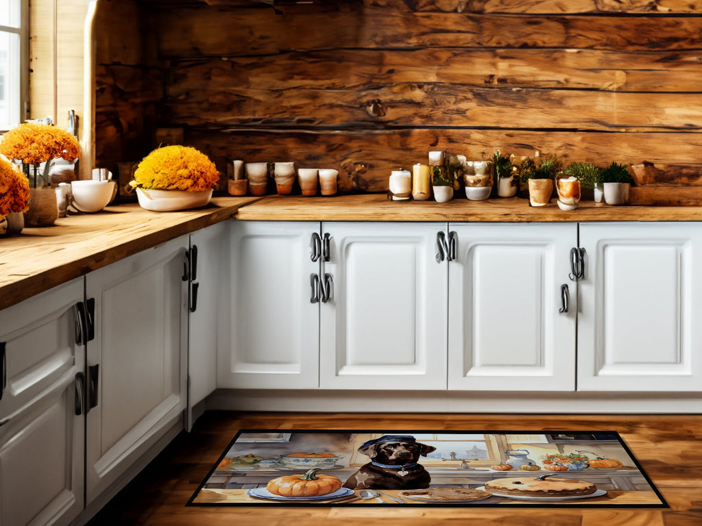 Chocolate Lab Fall Kitchen Pumpkins Runner Mat 28x58 Front Door Mat Indoor Outdoor Rugs for Entryway Hallway Foyer Non Slip Washable Wide Doormat