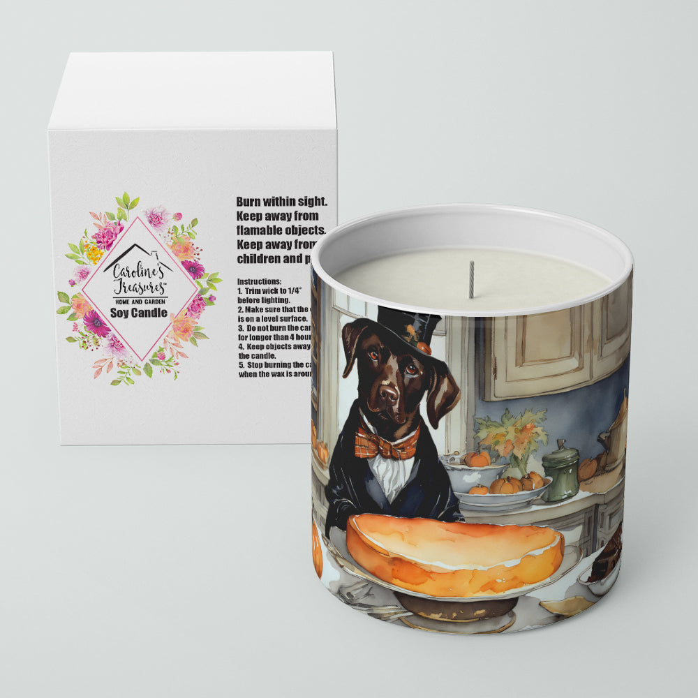 Chocolate Lab Fall Kitchen Pumpkins Decorative Soy Candle Nature Soy Wax Essential Oil Home Decor Ideal for Bedroom Kitchen Bath Office Gift, 10 oz