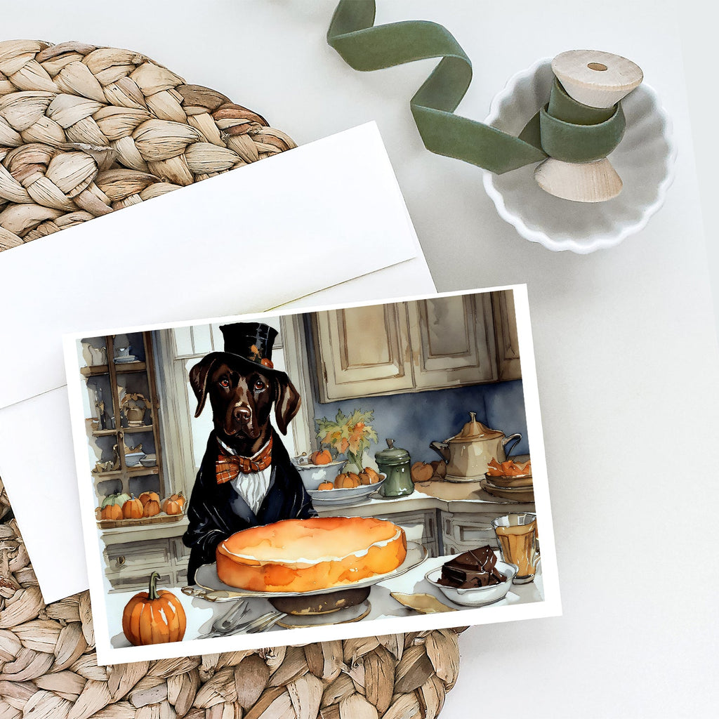 Chocolate Lab Fall Kitchen Pumpkins Greeting Cards Pack of 8 Blank Cards with Envelopes Whimsical A7 Size 5x7