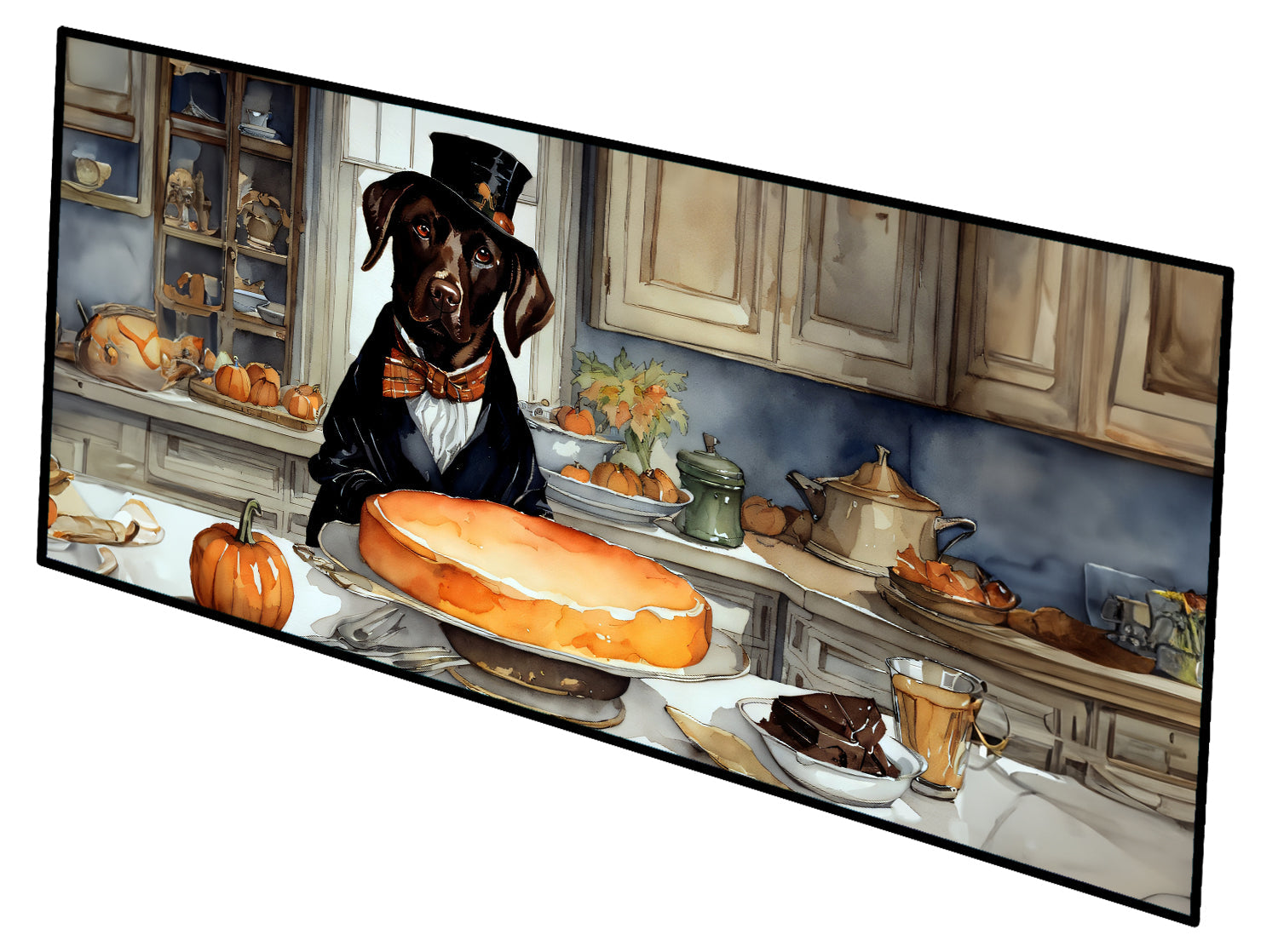 Chocolate Lab Fall Kitchen Pumpkins Runner Mat 28x58 Front Door Mat Indoor Outdoor Rugs for Entryway Hallway Foyer Non Slip Washable Wide Doormat