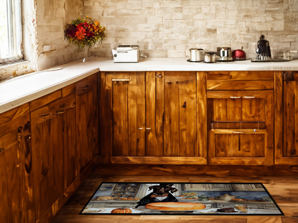 Chocolate Lab Fall Kitchen Pumpkins Runner Mat 28x58 Front Door Mat Indoor Outdoor Rugs for Entryway Hallway Foyer Non Slip Washable Wide Doormat