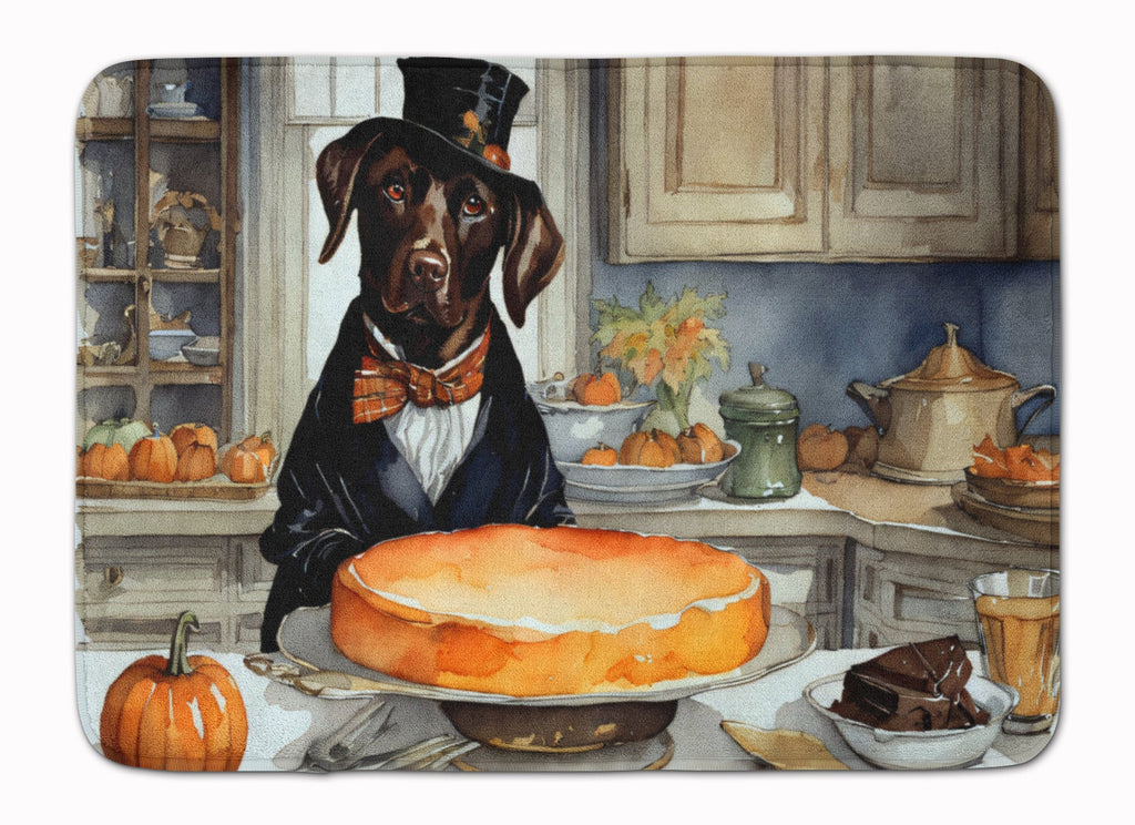 Chocolate Lab Fall Kitchen Pumpkins Memory Foam Kitchen Mat Machine Washable Anti-Fatigue Cushion Comfort Bath or Kitchen Rug