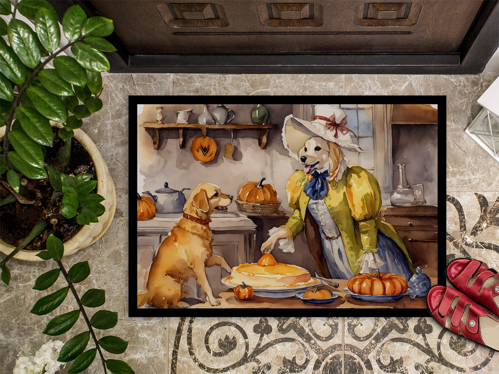 Yellow Lab Fall Kitchen Pumpkins Doormat Indoor Outdoor 24H X 36W Front Door Mat Rugs for Entryway, Non Slip Washable Low Pile,