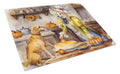Yellow Lab Fall Kitchen Pumpkins Cutting Board Tempered Glass Kitchen Cutting Surface, Heat Resistant Chopping, Non-Slip Feet, Food Prep & Serving