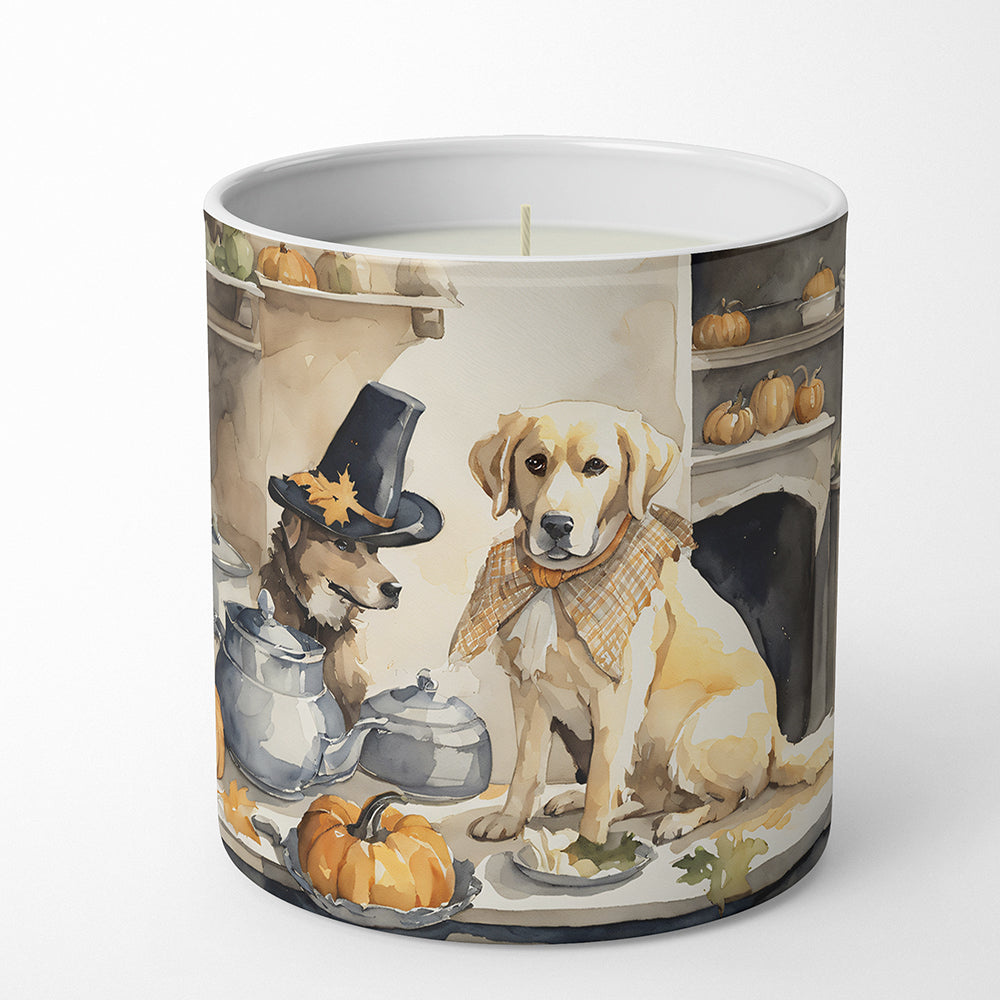 Yellow Lab Fall Kitchen Pumpkins Decorative Soy Candle Nature Soy Wax Essential Oil Home Decor Ideal for Bedroom Kitchen Bath Office Gift, 10 oz