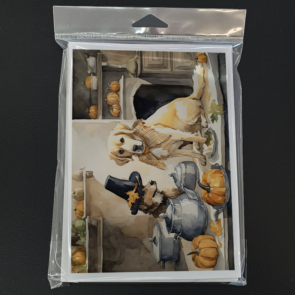 Yellow Lab Fall Kitchen Pumpkins Greeting Cards Pack of 8 Blank Cards with Envelopes Whimsical A7 Size 5x7