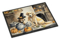 Yellow Lab Fall Kitchen Pumpkins Doormat Indoor Outdoor 18H X 27W Front Door Mat Rugs for Entryway, Non Slip Washable