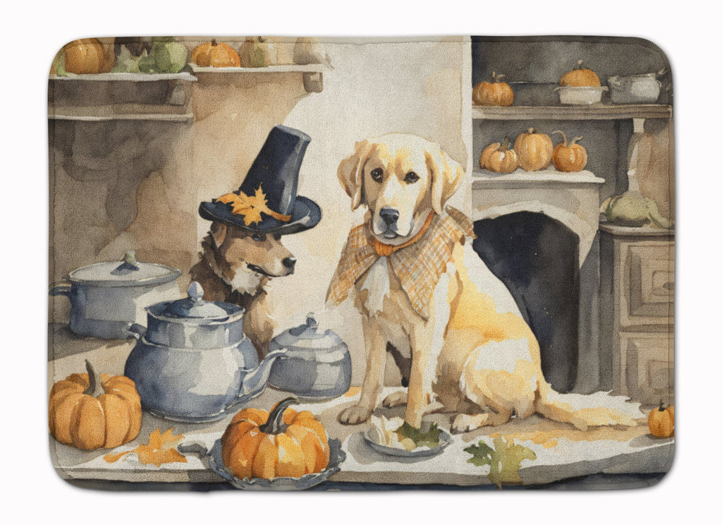 Yellow Lab Fall Kitchen Pumpkins Memory Foam Kitchen Mat Machine Washable Anti-Fatigue Cushion Comfort Bath or Kitchen Rug