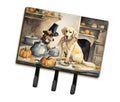 Yellow Lab Fall Kitchen Pumpkins Leash or Key Holder Wall Hooks, Coat Rack Wall Mount, for Hanging Keys, Towels, Aprons, Leashes