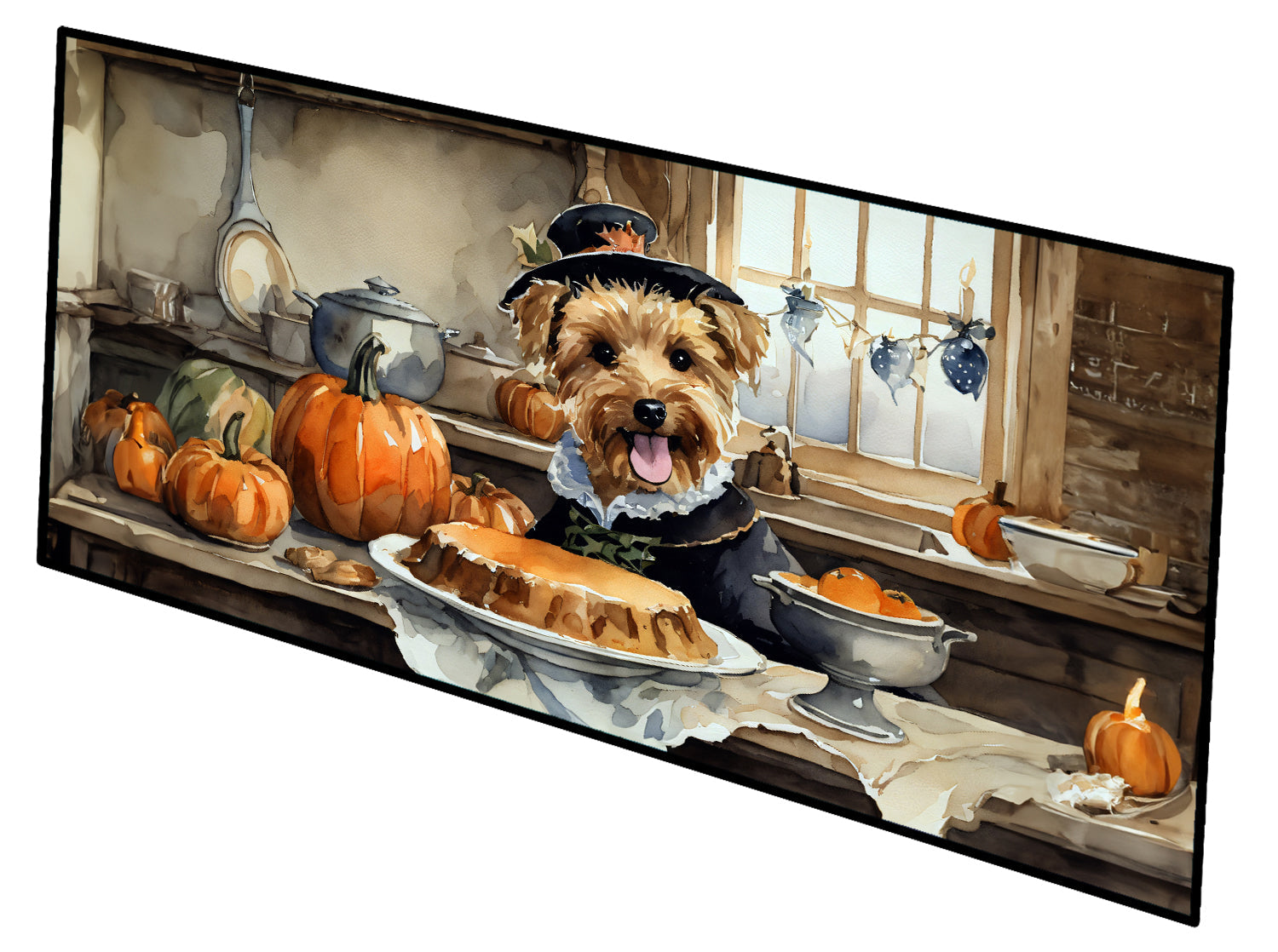 Lakeland Terrier Fall Kitchen Pumpkins Runner Mat 28x58 Front Door Mat Indoor Outdoor Rugs for Entryway Hallway Foyer Non Slip Washable Wide Doormat