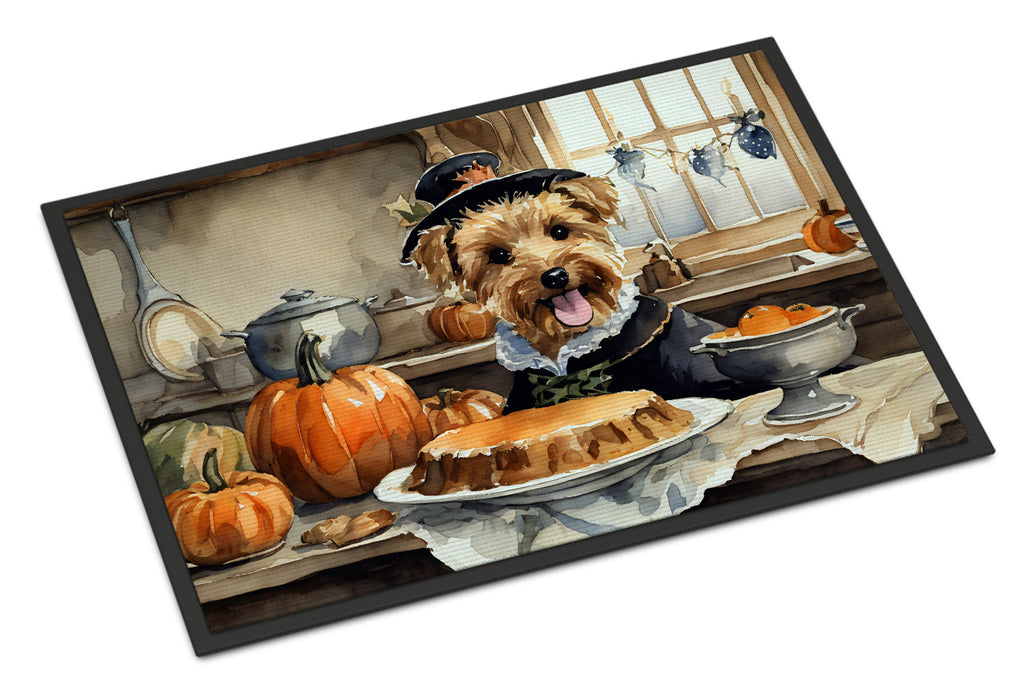 Lakeland Terrier Fall Kitchen Pumpkins Doormat Indoor Outdoor 18H X 27W Front Door Mat Rugs for Entryway, Non Slip Washable
