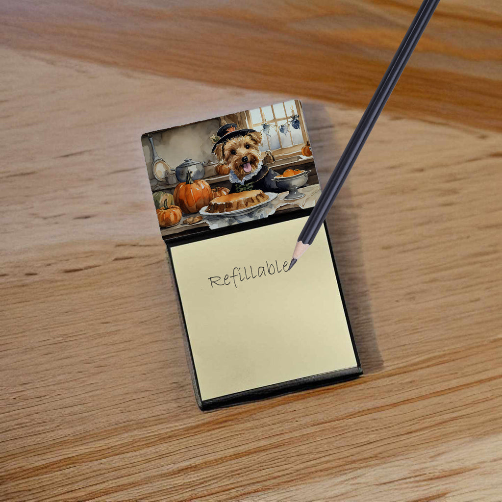 Lakeland Terrier Fall Kitchen Pumpkins Watercolor Sticky Note Holder Refillable Dispenser Desk Accessory 3x3 Pad Gift