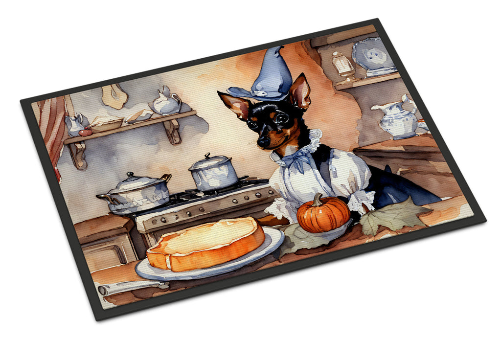Miniature Pinscher Fall Kitchen Pumpkins Doormat Indoor Outdoor 18H X 27W Front Door Mat Rugs for Entryway, Non Slip Washable