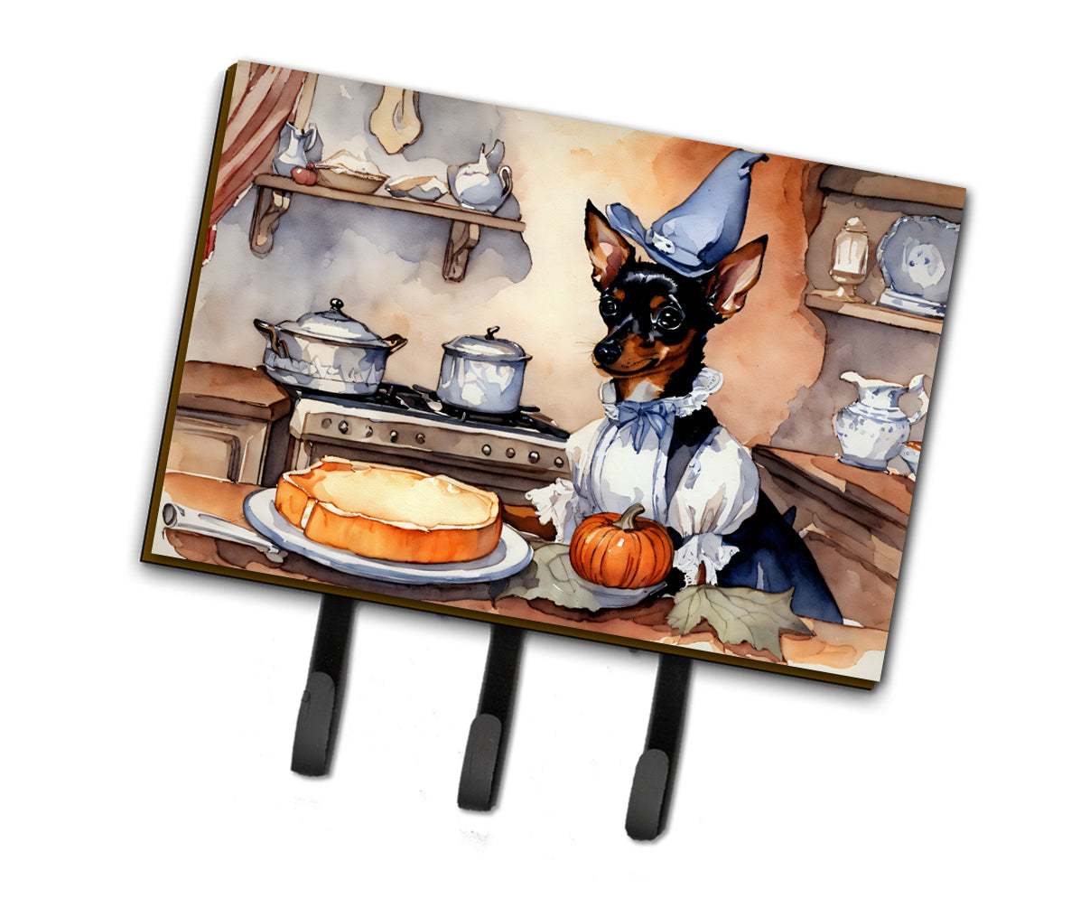 Miniature Pinscher Fall Kitchen Pumpkins Leash or Key Holder Wall Hooks, Coat Rack Wall Mount, for Hanging Keys, Towels, Aprons, Leashes