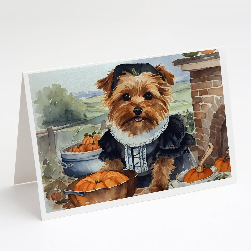 Norfolk Terrier Fall Kitchen Pumpkins Greeting Cards Pack of 8 Blank Cards with Envelopes Whimsical A7 Size 5x7