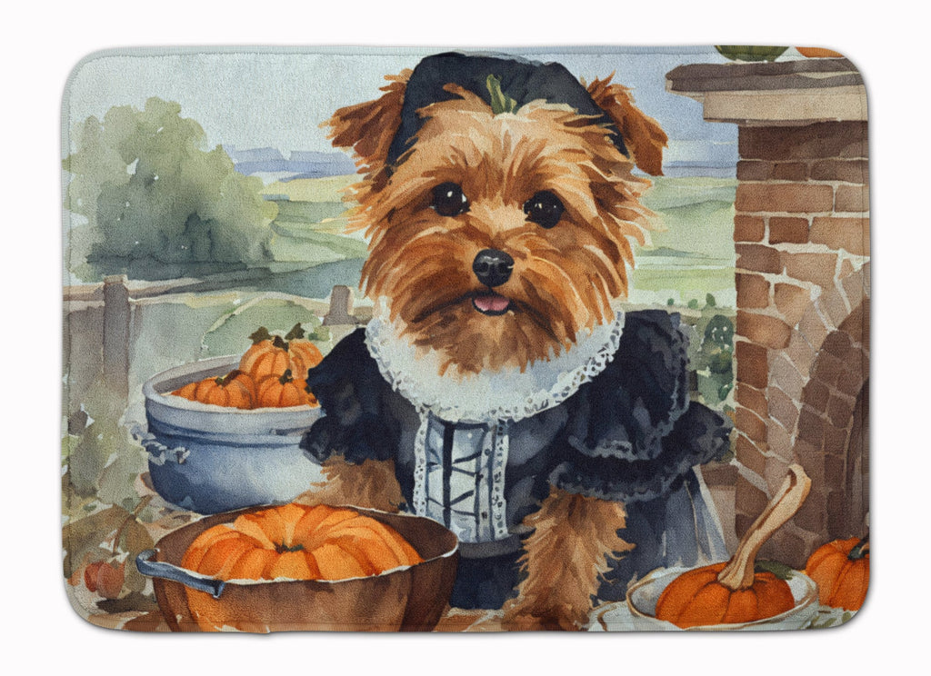 Norfolk Terrier Fall Kitchen Pumpkins Memory Foam Kitchen Mat Machine Washable Anti-Fatigue Cushion Comfort Bath or Kitchen Rug