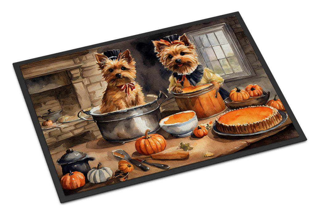 Norwich Terrier Fall Kitchen Pumpkins Doormat Indoor Outdoor 18H X 27W Front Door Mat Rugs for Entryway, Non Slip Washable