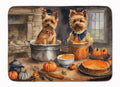 Norwich Terrier Fall Kitchen Pumpkins Memory Foam Kitchen Mat Machine Washable Anti-Fatigue Cushion Comfort Bath or Kitchen Rug