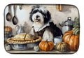 Old English Sheepdog Fall Kitchen Pumpkins Dish Drying Mat Absorbent Dish Drying Mat Pad for Kitchen Counter Dish Drainer Mat for Countertop, 14 x 21", Multicolor