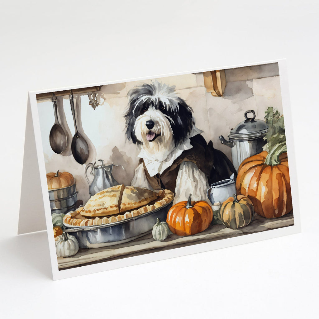 Old English Sheepdog Fall Kitchen Pumpkins Greeting Cards Pack of 8 Blank Cards with Envelopes Whimsical A7 Size 5x7