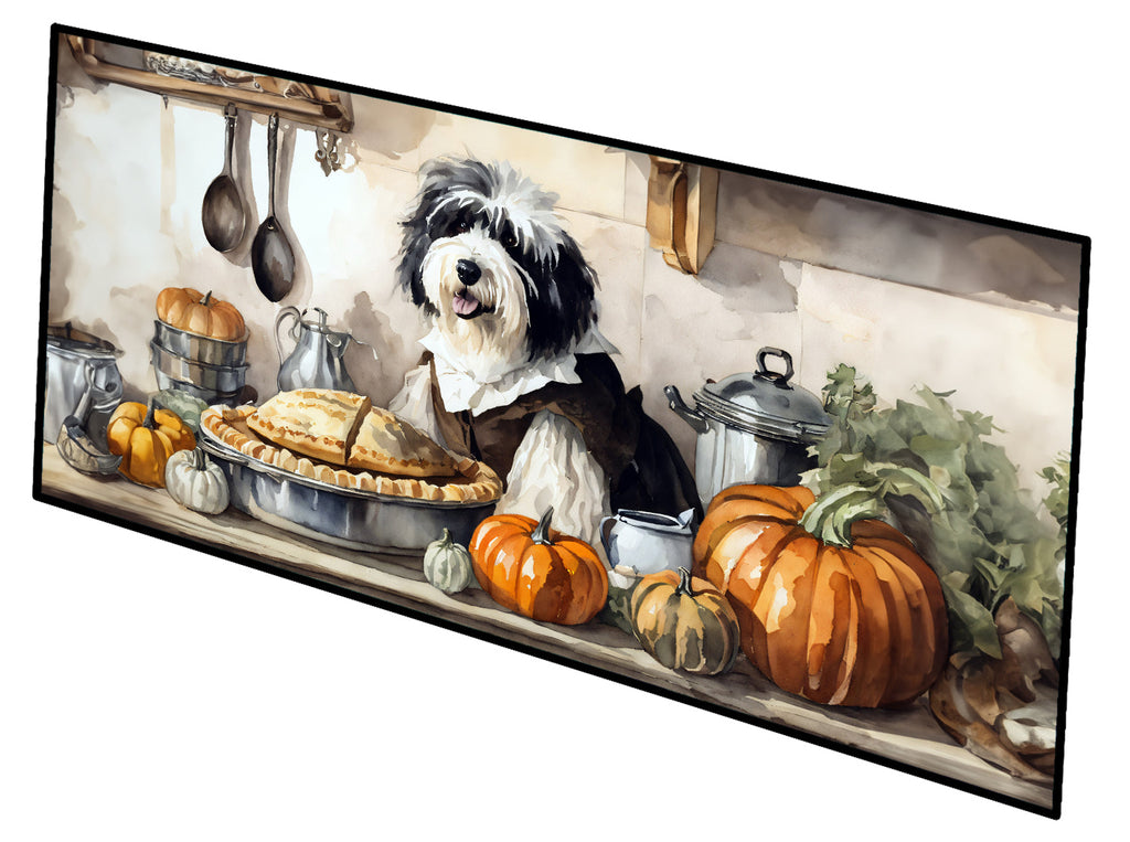 Old English Sheepdog Fall Kitchen Pumpkins Runner Mat 28x58 Front Door Mat Indoor Outdoor Rugs for Entryway Hallway Foyer Non Slip Washable Wide Doormat