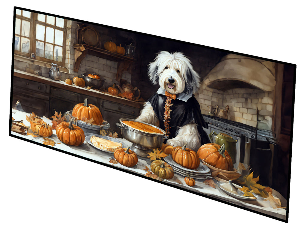 Old English Sheepdog Fall Kitchen Pumpkins Runner Mat 28x58 Front Door Mat Indoor Outdoor Rugs for Entryway Hallway Foyer Non Slip Washable Wide Doormat