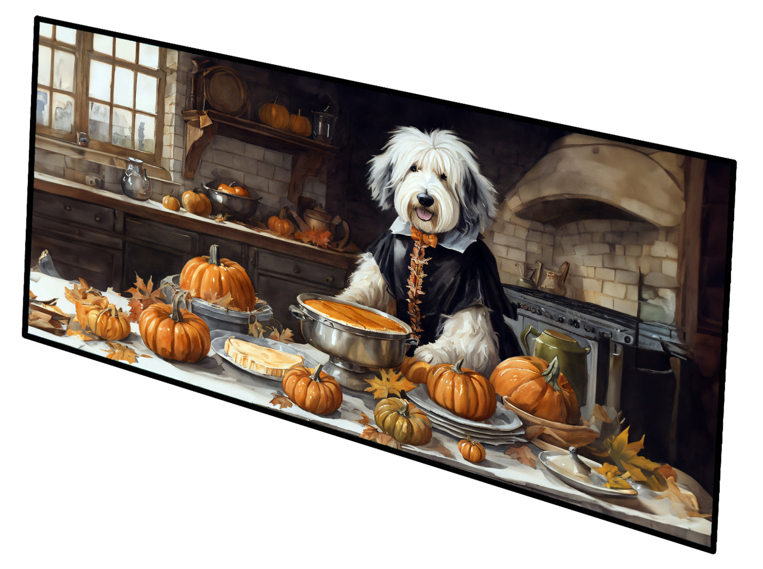 Old English Sheepdog Fall Kitchen Pumpkins Runner Mat 28x58 Front Door Mat Indoor Outdoor Rugs for Entryway Hallway Foyer Non Slip Washable Wide Doormat
