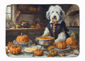 Old English Sheepdog Fall Kitchen Pumpkins Memory Foam Kitchen Mat Machine Washable Anti-Fatigue Cushion Comfort Bath or Kitchen Rug