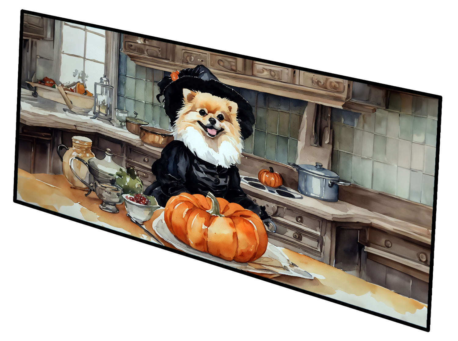 Pomeranian Fall Kitchen Pumpkins Runner Mat 28x58 Front Door Mat Indoor Outdoor Rugs for Entryway Hallway Foyer Non Slip Washable Wide Doormat