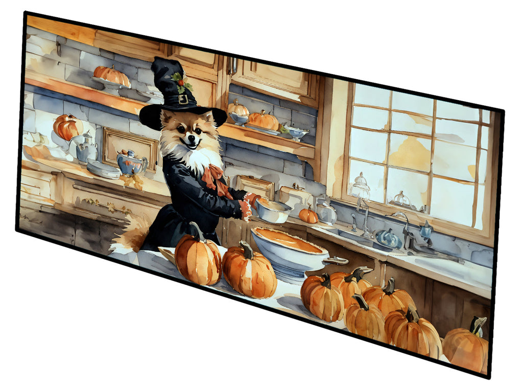Pomeranian Fall Kitchen Pumpkins Runner Mat 28x58 Front Door Mat Indoor Outdoor Rugs for Entryway Hallway Foyer Non Slip Washable Wide Doormat