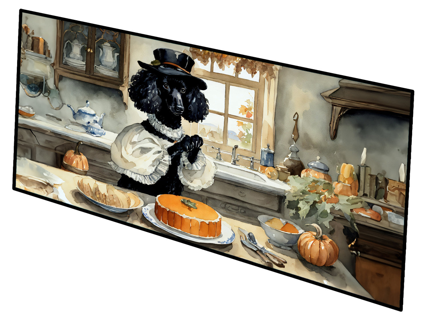 Poodle Fall Kitchen Pumpkins Runner Mat 28x58 Front Door Mat Indoor Outdoor Rugs for Entryway Hallway Foyer Non Slip Washable Wide Doormat